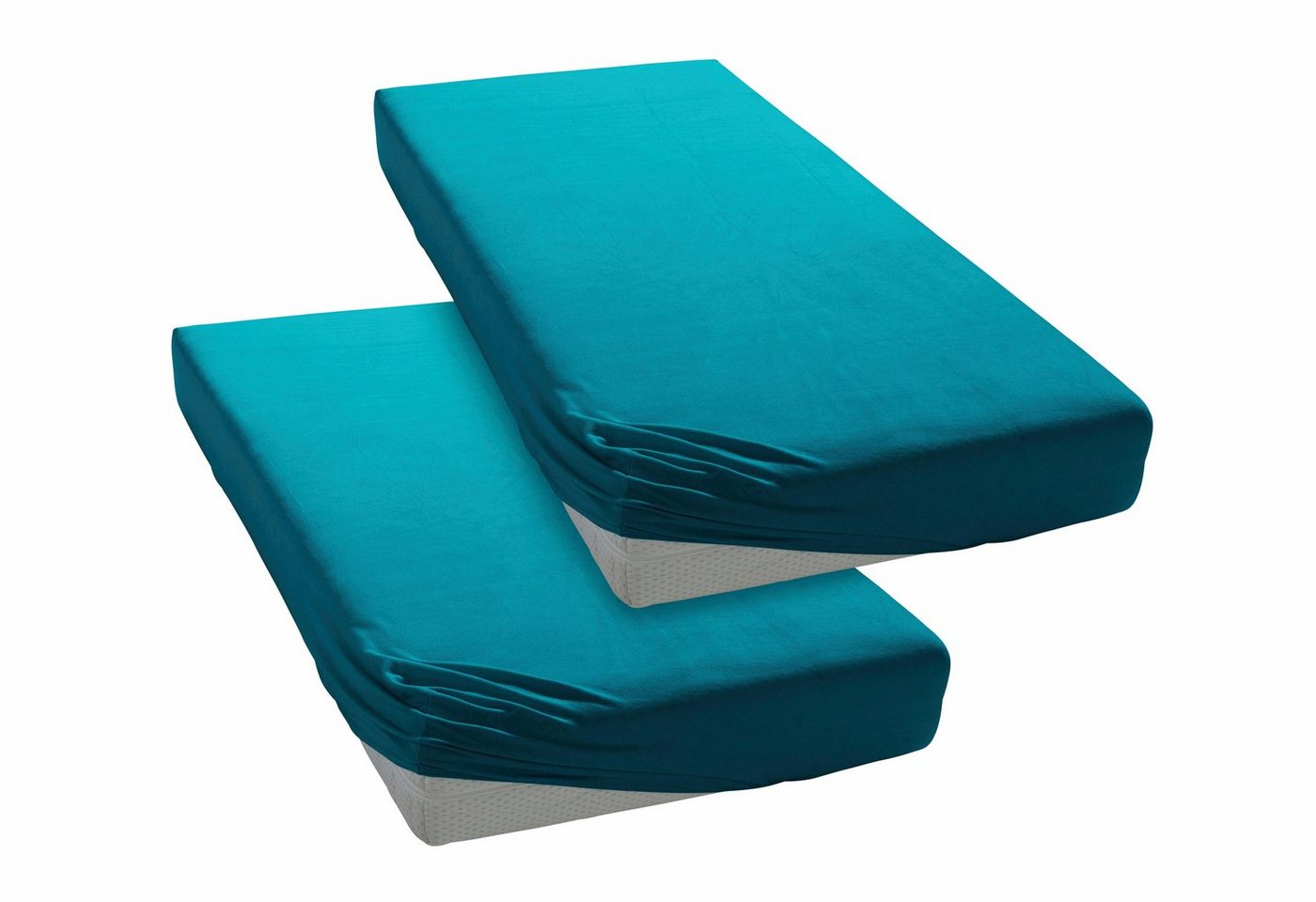 OTTO home Spannbettlaken Physalis Basic und PREMIUM Qualität, 100% Baumwolle, Jersey und Biber, Jersey (110 g/m), Gummizug: rundum, (2 Stück), Bettlaken für Mat – Bild 3 von 5