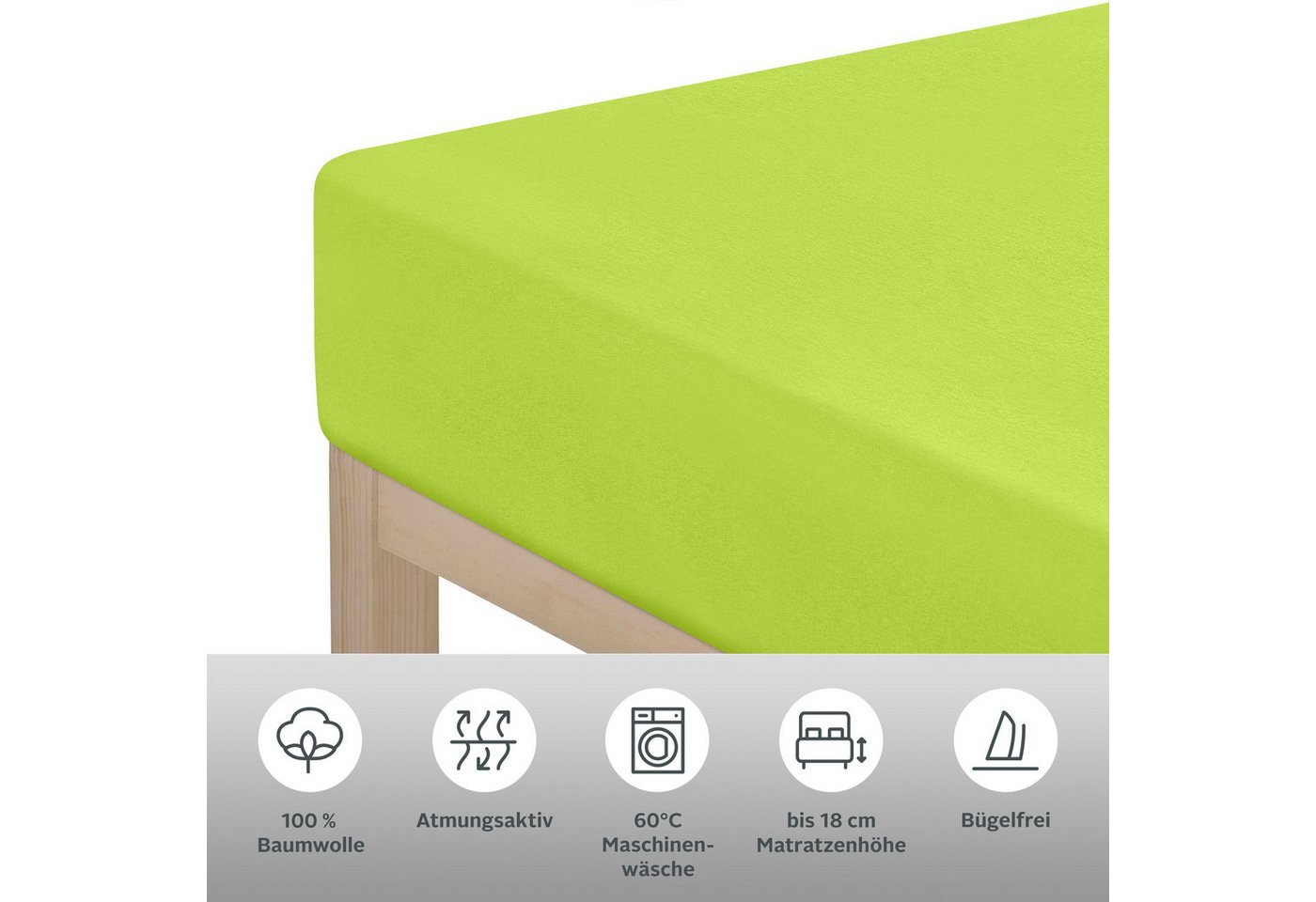 OTTO home Spannbettlaken Physalis Basic und PREMIUM Qualität, 100% Baumwolle, Jersey und Biber, Jersey (110 g/m), Gummizug: rundum, (2 Stück), Bettlaken für Mat – Bild 5 von 5