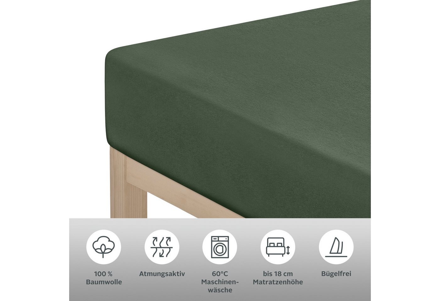OTTO home Spannbettlaken Physalis Basic und PREMIUM Qualität, 100% Baumwolle, Jersey und Biber, Jersey (110 g/m), Gummizug: rundum, (1 Stück), Bettlaken für Mat – Bild 5 von 5