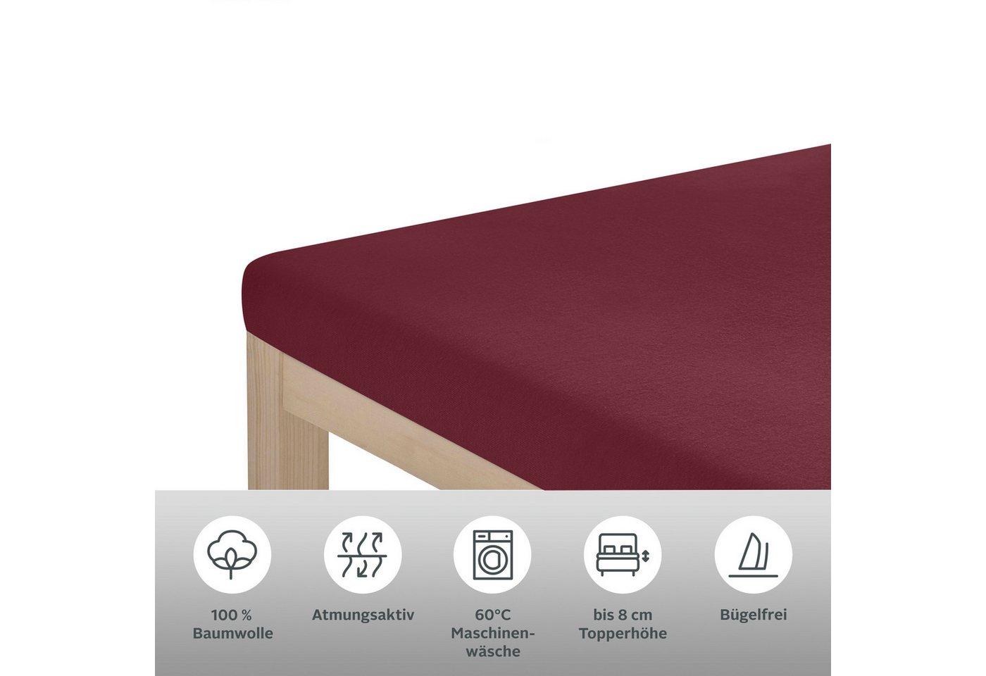 OTTO home Spannbettlaken Topper Basic, in Gr. 90x200, 140x200 oder 180x200 cm, Baumwoll-Jersey, Gummizug: rundum, (1 Stück), Baumwolle, Matratzen bis 8 cm Höhe, – Bild 2 von 3