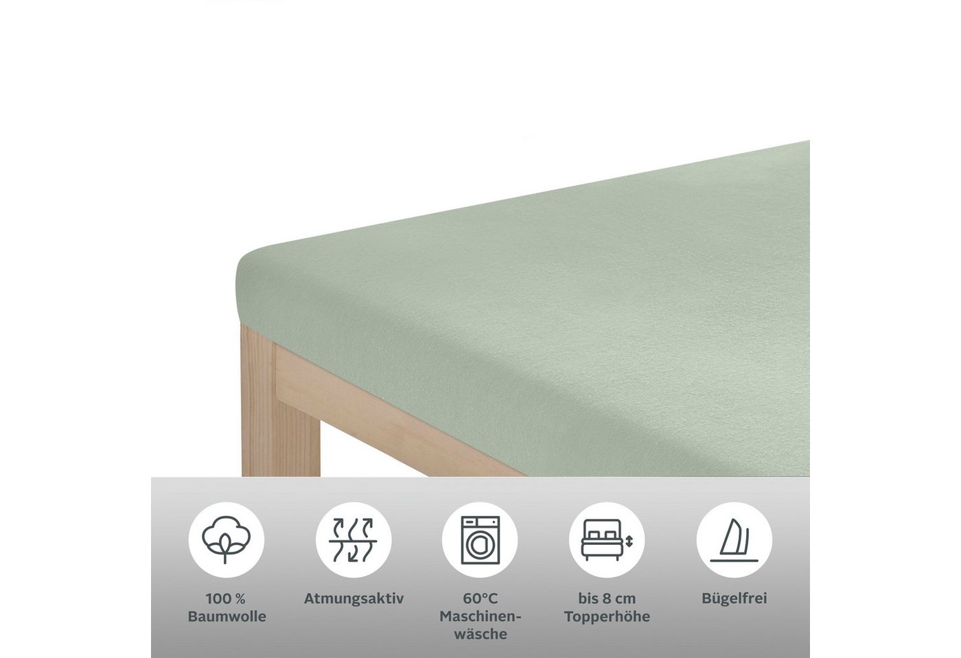 OTTO home Spannbettlaken Topper Basic, in Gr. 90x200, 140x200 oder 180x200 cm, Baumwoll-Jersey, Gummizug: rundum, (1 Stück), Baumwolle, Matratzen bis 8 cm Höhe, – Bild 2 von 3