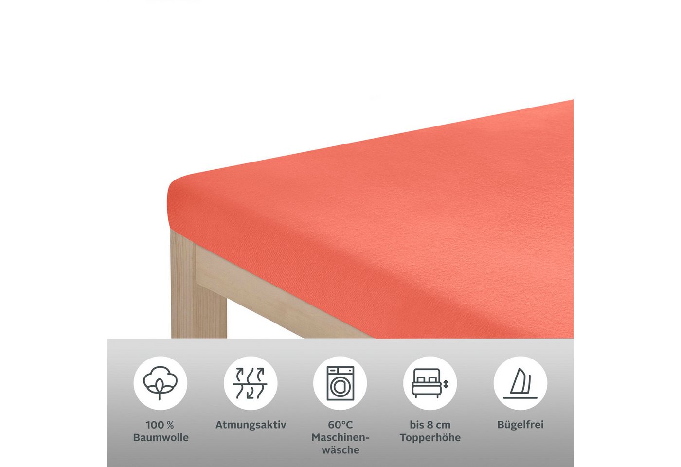 OTTO home Spannbettlaken Topper Basic, in Gr. 90x200, 140x200 oder 180x200 cm, Baumwoll-Jersey, Gummizug: rundum, (1 Stück), Baumwolle, Matratzen bis 8 cm Höhe, – Bild 2 von 3