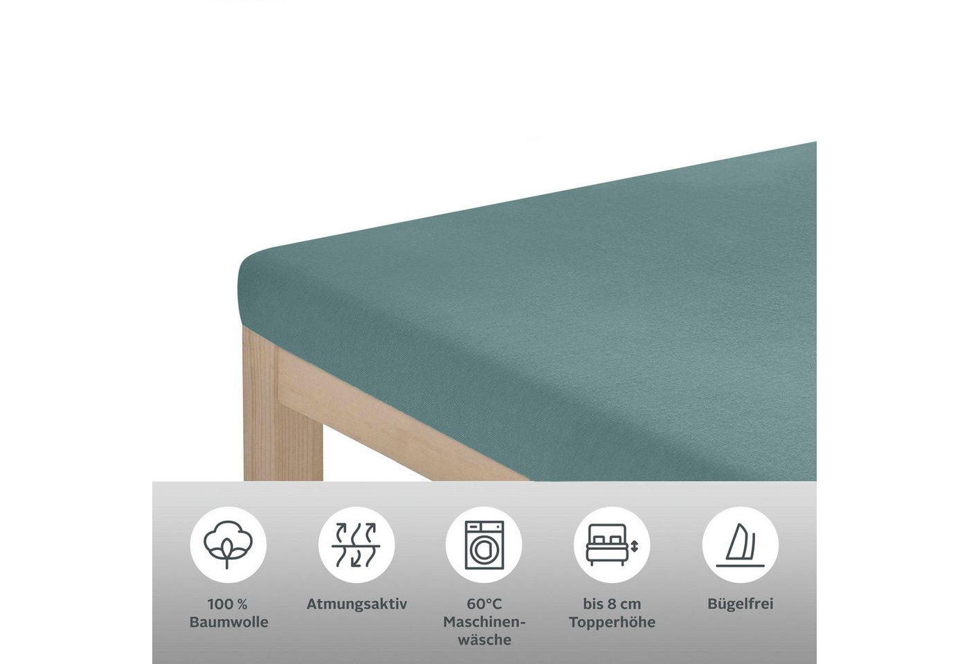 OTTO home Spannbettlaken Topper Basic, in Gr. 90x200, 140x200 oder 180x200 cm, Baumwoll-Jersey, Gummizug: rundum, (1 Stück), Baumwolle, Matratzen bis 8 cm Höhe, – Bild 2 von 3