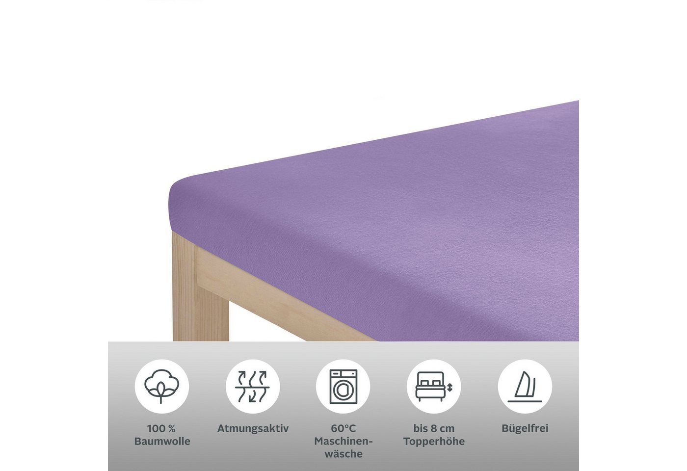 OTTO home Spannbettlaken Topper Basic, in Gr. 90x200, 140x200 oder 180x200 cm, Baumwoll-Jersey, Gummizug: rundum, (1 Stück), Baumwolle, Matratzen bis 8 cm Höhe, – Bild 2 von 3