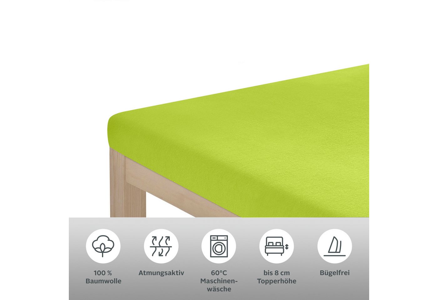 OTTO home Spannbettlaken Topper Basic, in Gr. 90x200, 140x200 oder 180x200 cm, Baumwoll-Jersey, Gummizug: rundum, (1 Stück), Baumwolle, Matratzen bis 8 cm Höhe, – Bild 2 von 3