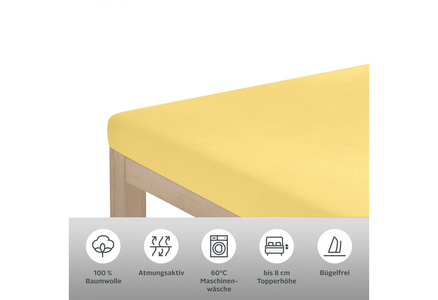OTTO home Spannbettlaken Topper Basic, in Gr. 90x200, 140x200 oder 180x200 cm, Baumwoll-Jersey, Gummizug: rundum, (1 Stück), Baumwolle, Matratzen bis 8 cm Höhe, – Bild 2 von 3