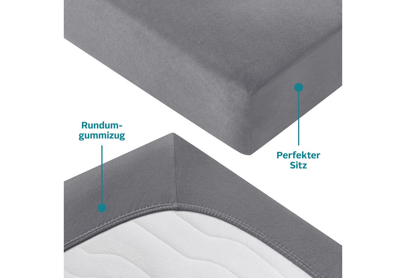 OTTO home Spannbettlaken Topper Basic, in Gr. 90x200, 140x200 oder 180x200 cm, Baumwoll-Jersey, Gummizug: rundum, (1 Stück), Baumwolle, Matratzen bis 8 cm Höhe, – Bild 4 von 5