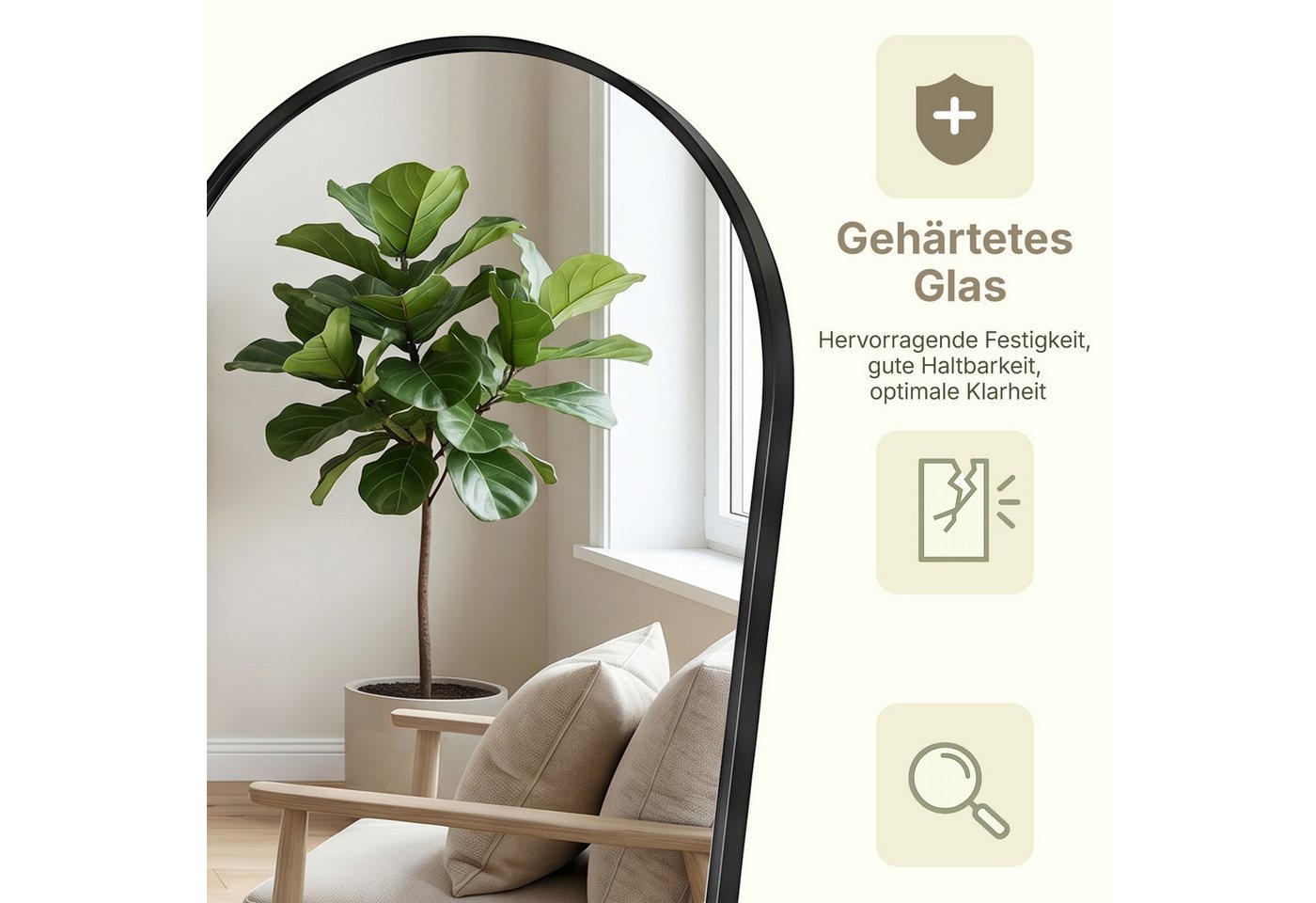 OTTO home Spiegel Standspiegel Addrik, wahlweise in 2 Größen 150x40cm oder 180x60cm (als Wandspiegel und Standspiegel einsetzbar, Rahmen aus Metall), Ganzkörper – Bild 5 von 5
