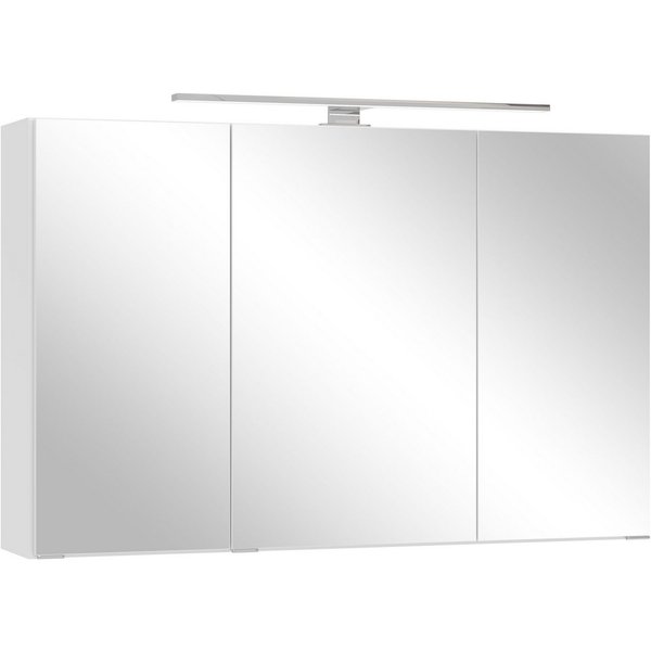 OTTO home Spiegelschrank BOZEN, 3D-Spiegelschrank 100 cm (Badezimmerschrank, Badschrank, Stauraum, Badmöbel, Schrank) Inklusive LED-Aufbauleuchte, Steckdose und