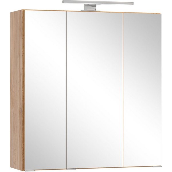 OTTO home Spiegelschrank BOZEN, 3D-Spiegelschrank 60 cm (Badezimmerschrank, Badschrank, Stauraum, Badmöbel, Schrank) Inklusive LED-Aufbauleuchte, Steckdose und 