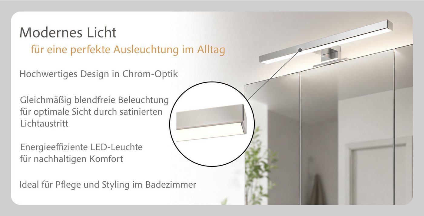 OTTO home Spiegelschrank BOZEN, 3D-Spiegelschrank 60 cm (Badezimmerschrank, Badschrank, Stauraum, Badmöbel, Schrank) Inklusive LED-Aufbauleuchte, Steckdose und  – Bild 5 von 5