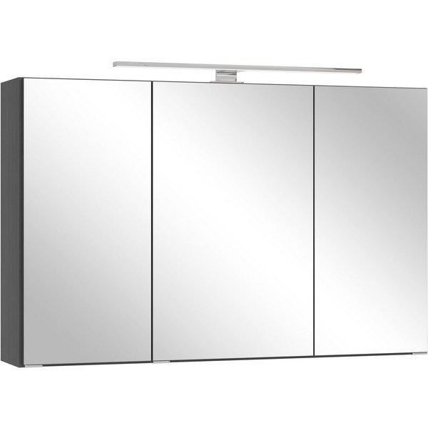 OTTO home Spiegelschrank BOZEN, 3D-Spiegelschrank 100 cm (Badezimmerschrank, Badschrank, Stauraum, Badmöbel, Schrank) Inklusive LED-Aufbauleuchte, Steckdose und