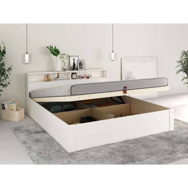OTTO home Stauraumbett MAREILLES, Bett, Made in Europe, FSC® zertifiziertes Massivholz (140x200cm und 180x200cm), Massivholz, Hebemechanismus, Stauraum im Kopft