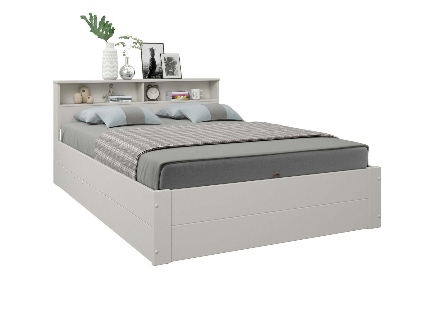 OTTO home Stauraumbett MAREILLES, Bett, Made in Europe, FSC® zertifiziertes Massivholz (140x200cm und 180x200cm), Massivholz, Hebemechanismus, Stauraum im Kopft – Bild 5 von 5