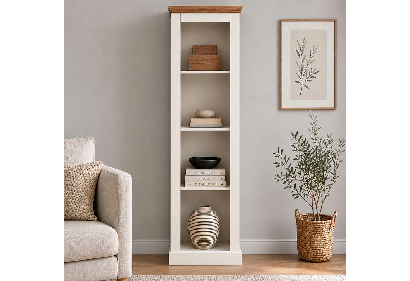 OTTO home Stauraumregal Selma, 1-tlg., Kiefernholz, feste und verstellbare Böden, Breite 55 cm, Höhe 180 cm – Bild 2 von 5