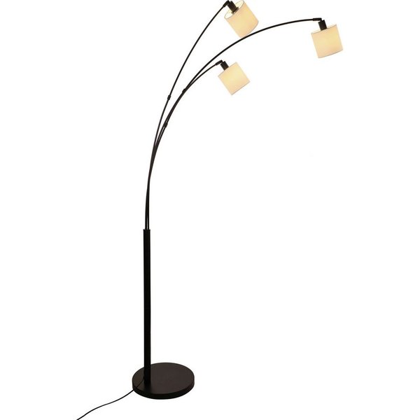 OTTO home Stehlampe Avveline, Stehleuchte 3-flammig Leinenschirm 148 cm hoch Bogenlampe E14