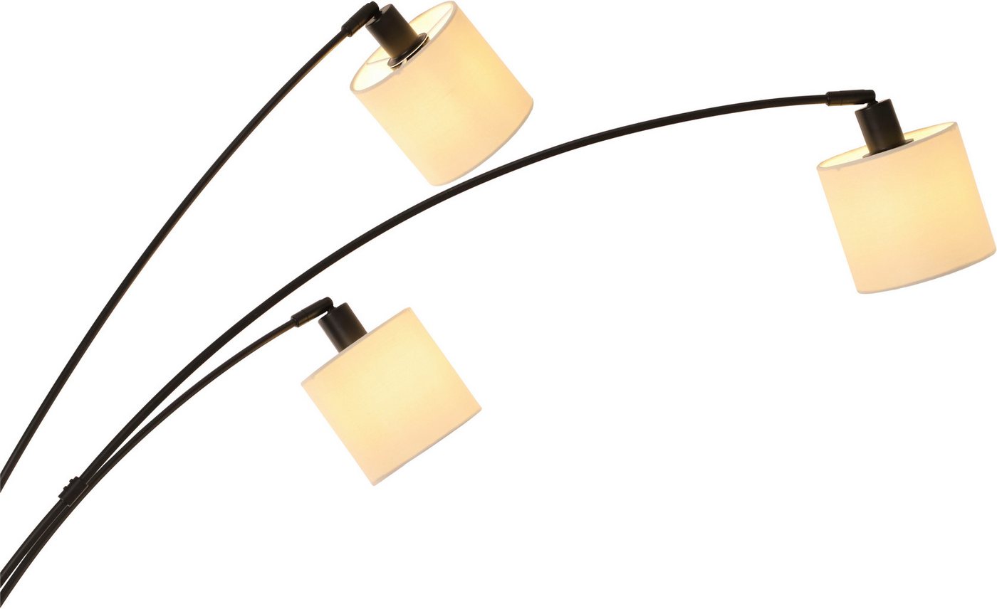 OTTO home Stehlampe Avveline, Stehleuchte 3-flammig Leinenschirm 148 cm hoch Bogenlampe E14 – Bild 2 von 5