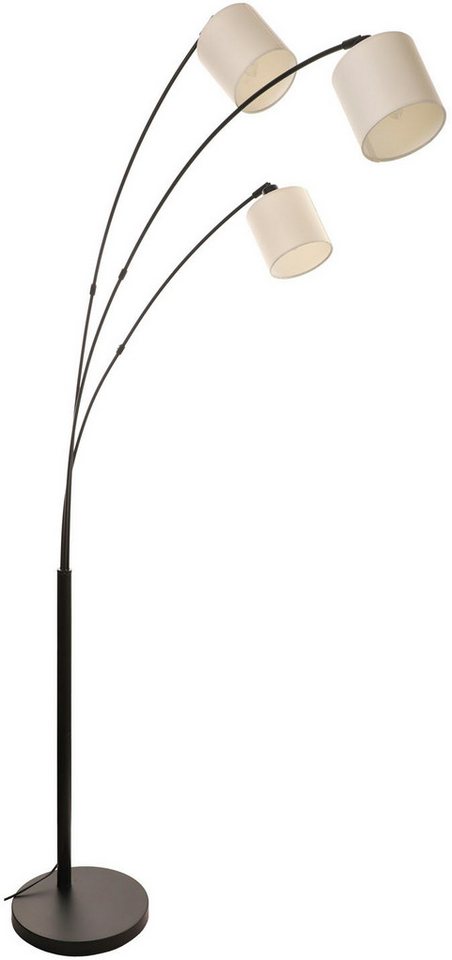 OTTO home Stehlampe Avveline, Stehleuchte 3-flammig Leinenschirm 148 cm hoch Bogenlampe E14 – Bild 4 von 5