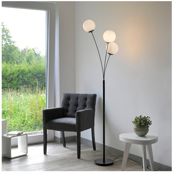 OTTO home Stehlampe Nellin, ohne Leuchtmittel, Stehleuchte mit großen Glaskugeln amberfarben oder opal matt weiß