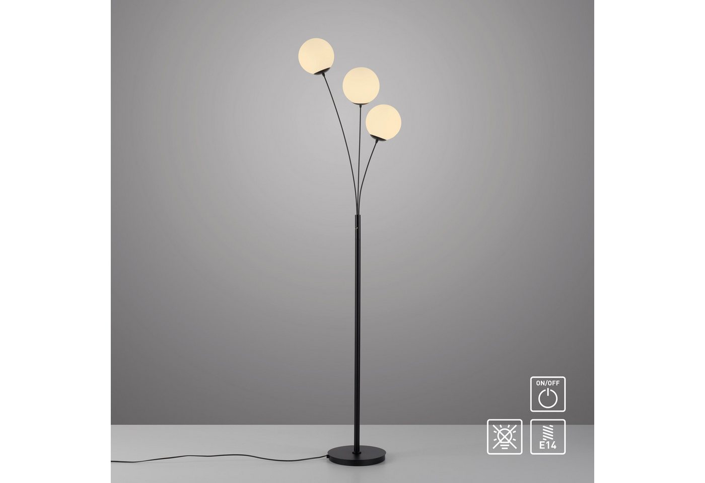 OTTO home Stehlampe Nellin, ohne Leuchtmittel, Stehleuchte mit großen Glaskugeln amberfarben oder opal matt weiß – Bild 2 von 5