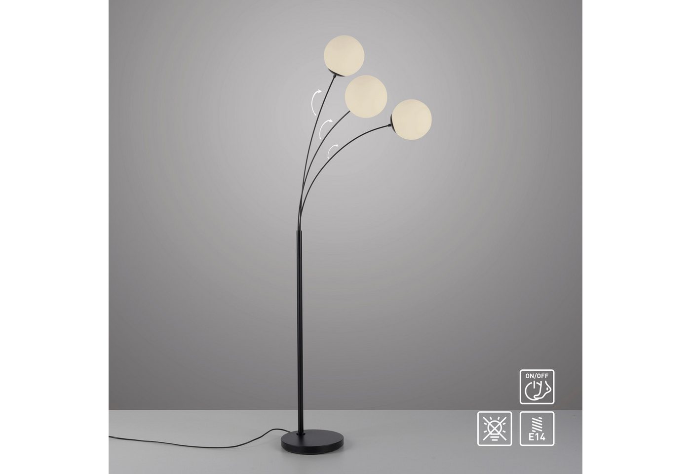 OTTO home Stehlampe Nellin, ohne Leuchtmittel, Stehleuchte mit großen Glaskugeln amberfarben oder opal matt weiß – Bild 2 von 5
