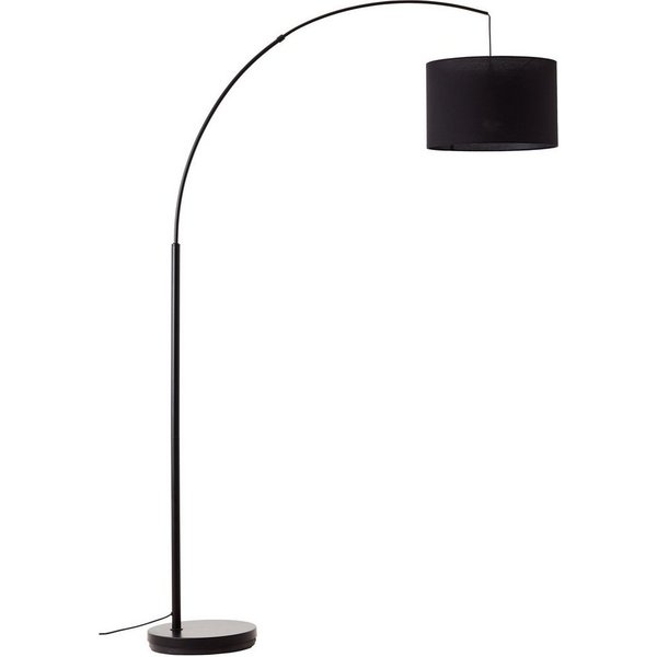OTTO home Stehlampe Stellan, Ein-/Ausschalter, ohne Leuchtmittel, Bogenlampe Textilschirm Stoff Ø 36cm, E27, Fußschalter, Bogenleuchte