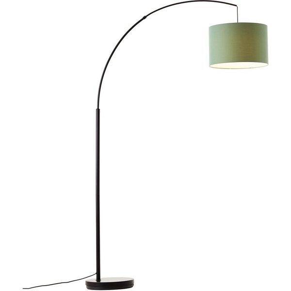 OTTO home Stehlampe Stellan, Ein-/Ausschalter, ohne Leuchtmittel, Bogenlampe Textilschirm Stoff Ø 36cm, E27, Fußschalter, Bogenleuchte