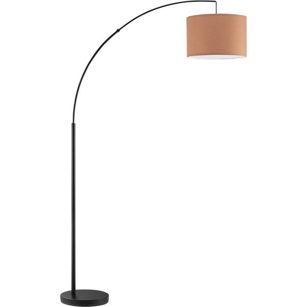 OTTO home Stehlampe Stellan, Ein-/Ausschalter, ohne Leuchtmittel, Bogenlampe Textilschirm Stoff Ø 36cm, E27, Fußschalter, Bogenleuchte