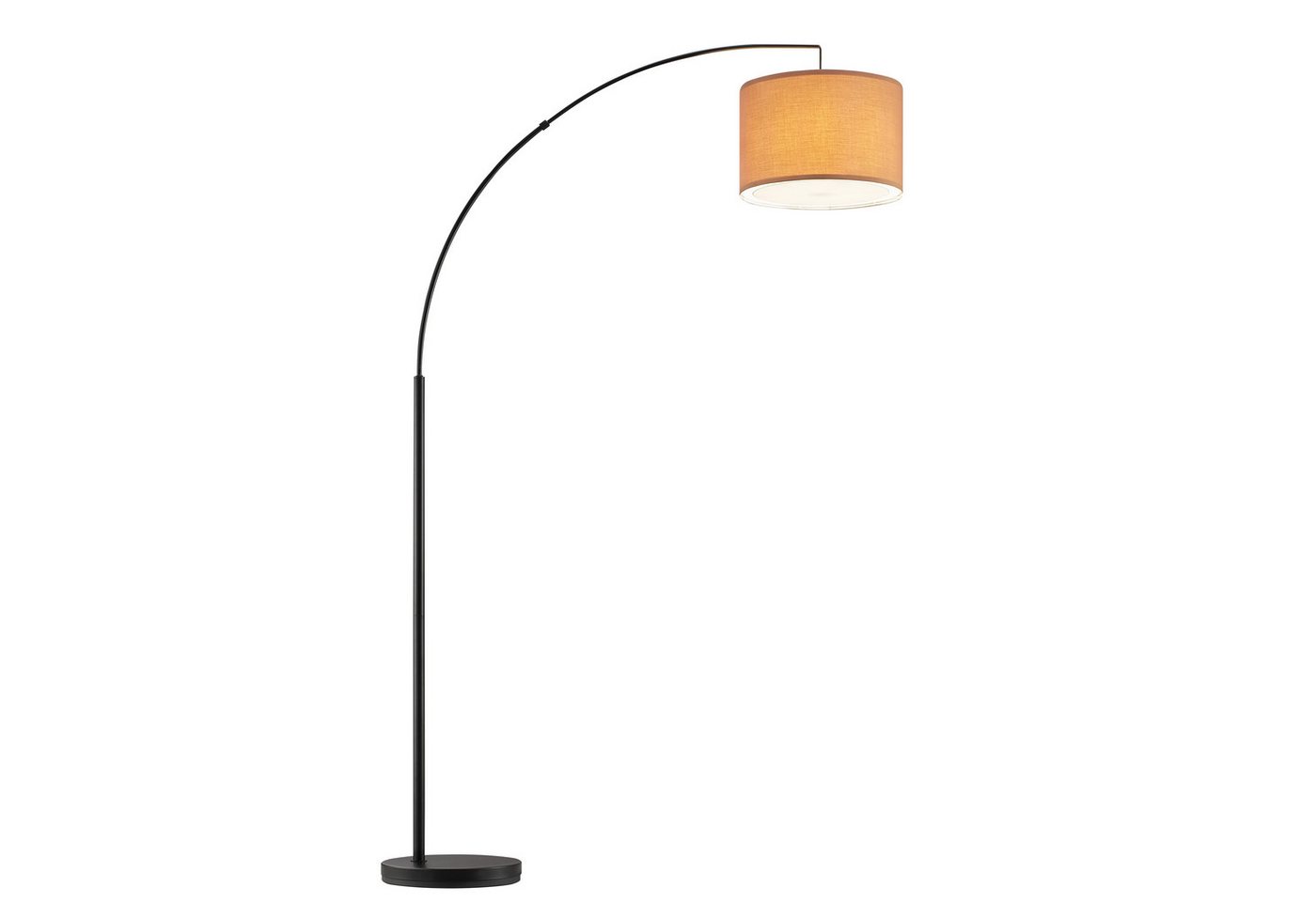 OTTO home Stehlampe Stellan, Ein-/Ausschalter, ohne Leuchtmittel, Bogenlampe Textilschirm Stoff Ø 36cm, E27, Fußschalter, Bogenleuchte – Bild 4 von 5