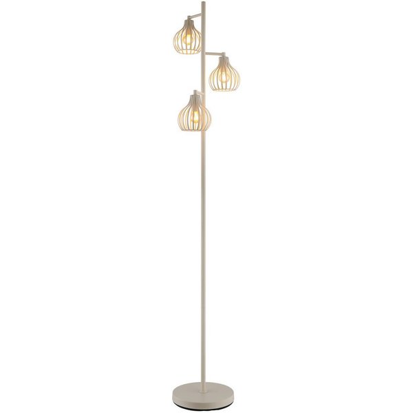 OTTO home Stehlampe Yannic, Stehleuchte Metall cremefarben, exkl. 3x E14 40W 230V, ohne Leuchtmittel, Kabel PVC Schwarz, mit Fußtrittschalter, ø: 310mm, H: 161c