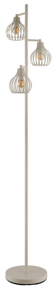 OTTO home Stehlampe Yannic, Stehleuchte Metall cremefarben, exkl. 3x E14 40W 230V, ohne Leuchtmittel, Kabel PVC Schwarz, mit Fußtrittschalter, ø: 310mm, H: 161c – Bild 3 von 5