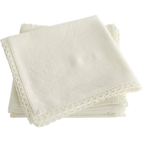 OTTO home Stoffserviette Elyna, (4 St), uni, mit Spitze, weiche Haptik, 45x45 cm, Leinenoptik, 100% Baumwolle