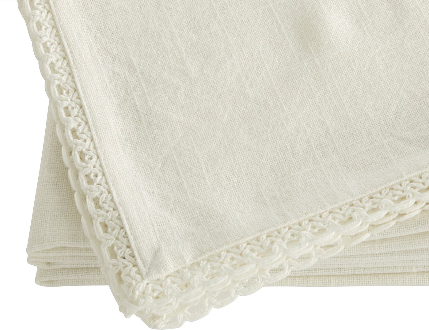 OTTO home Stoffserviette Elyna, (4 St), uni, mit Spitze, weiche Haptik, 45x45 cm, Leinenoptik, 100% Baumwolle – Bild 2 von 4