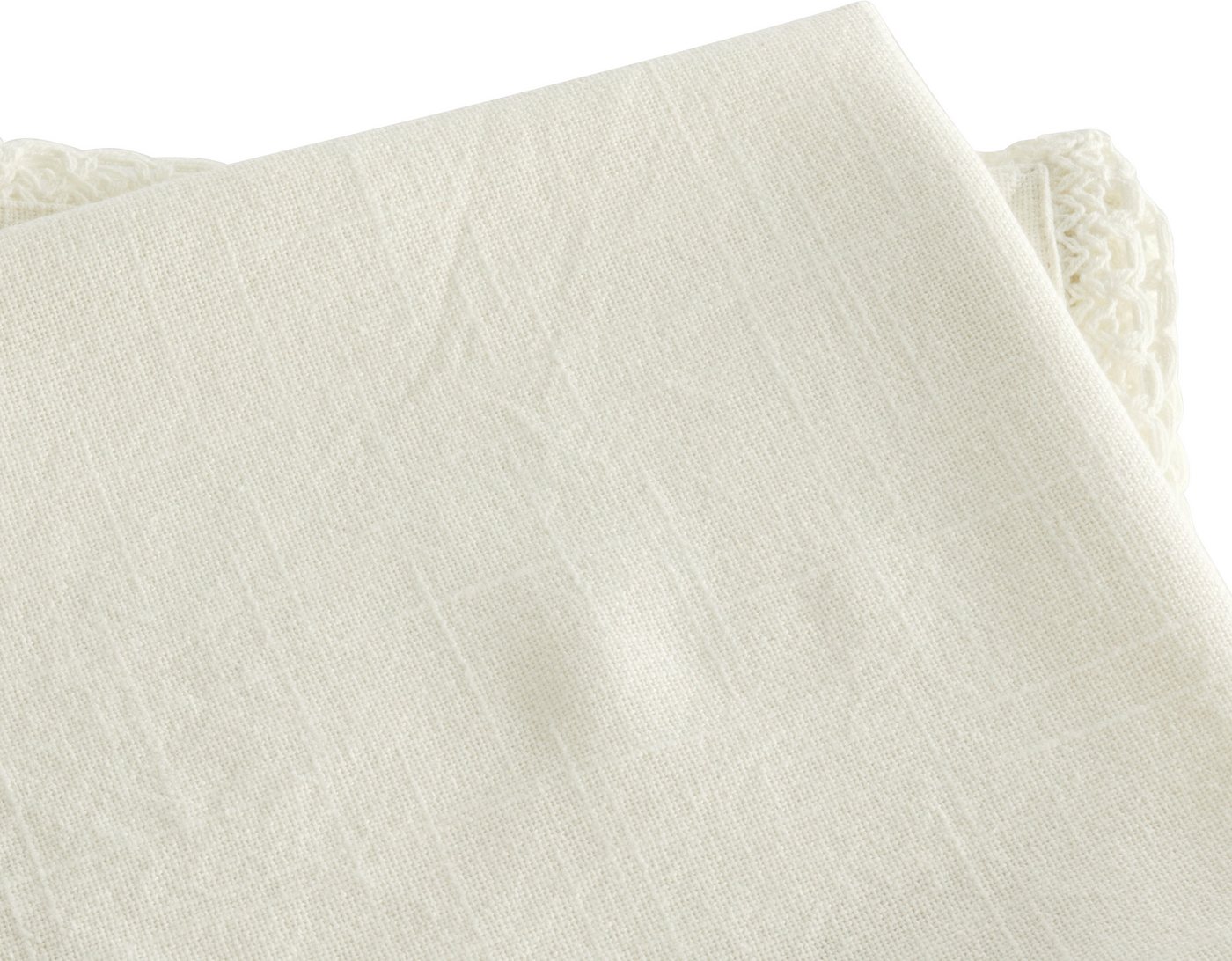 OTTO home Stoffserviette Elyna, (4 St), uni, mit Spitze, weiche Haptik, 45x45 cm, Leinenoptik, 100% Baumwolle – Bild 3 von 4