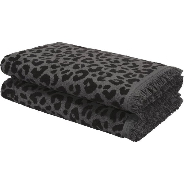 OTTO home Strandtuch Tiffani, Leopardenmuster, Premium Strandtücher 2-tlg, 500 gr/m², Frottier (2-St), 90x180 cm, Animal Print, Leo, modern, Urlaub, mit Fransen