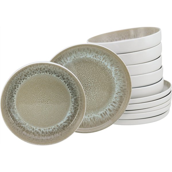 OTTO home Tafelservice Teller Set, modernes Geschirr-Set, Service Novalee (12-tlg), 6 Personen, Steinzeug, hohe Haltbarkeit, spülmaschinen- & mikrowellengeeigne