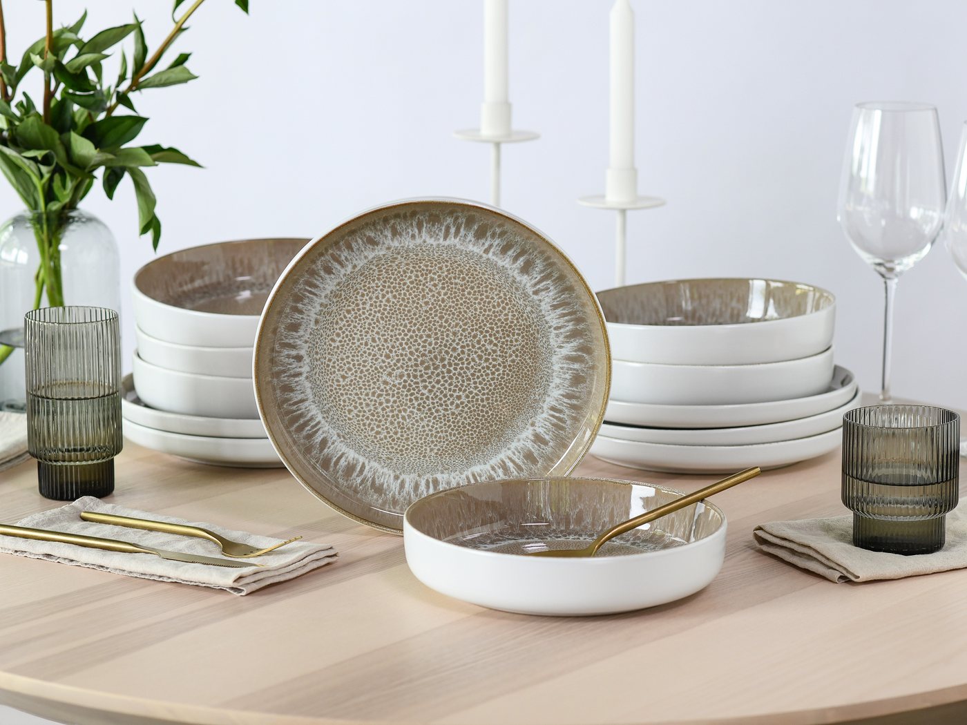 OTTO home Tafelservice Teller Set, modernes Geschirr-Set, Service Novalee (12-tlg), 6 Personen, Steinzeug, hohe Haltbarkeit, spülmaschinen- & mikrowellengeeigne – Bild 2 von 5