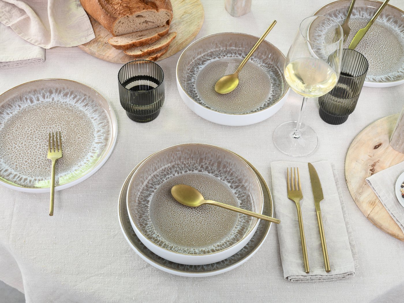OTTO home Tafelservice Teller Set, modernes Geschirr-Set, Service Novalee (12-tlg), 6 Personen, Steinzeug, hohe Haltbarkeit, spülmaschinen- & mikrowellengeeigne – Bild 3 von 5