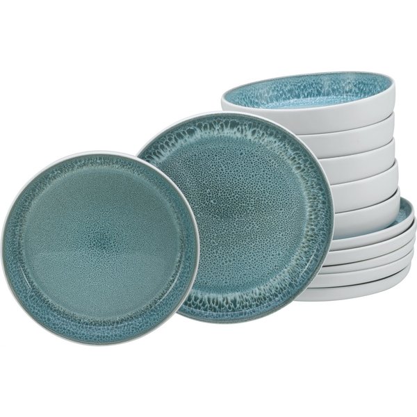 OTTO home Tafelservice Teller Set, modernes Geschirr-Set, Service Novalee (12-tlg), 6 Personen, Steinzeug, hohe Haltbarkeit, spülmaschinen- & mikrowellengeeigne