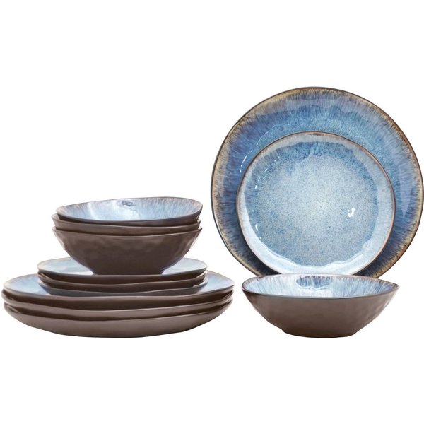 OTTO home Tafelservice Teller Set, Service ALLDEN aus Steinzeug, 12 Teile für 4 Personen (12-tlg), 4 Personen, Steinzeug, Teller Set, jedes Stück ein Unikat, 12