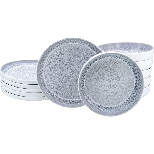 OTTO home Tafelservice Teller Set, modernes Geschirr-Set, Service Lykk (12-tlg), 6 Personen, Steinzeug, hohe Haltbarkeit, spülmaschinen- & mikrowellengeeignet, 