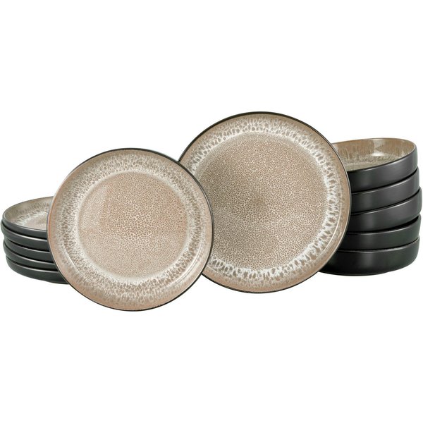 OTTO home Tafelservice Teller Set, modernes Geschirr-Set, Service Novalee (12-tlg), 6 Personen, Steinzeug, hohe Haltbarkeit, spülmaschinen- & mikrowellengeeigne