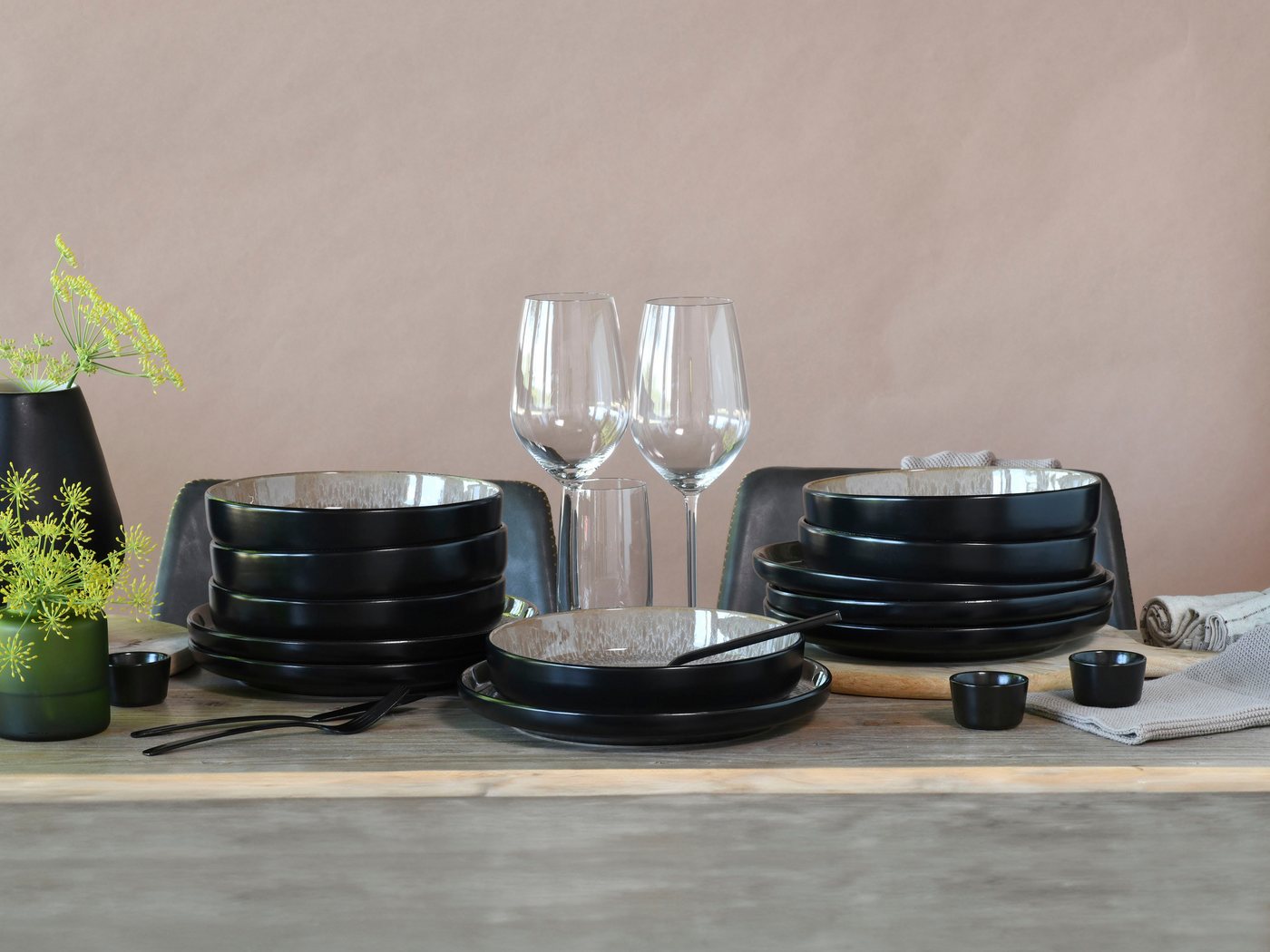 OTTO home Tafelservice Teller Set, modernes Geschirr-Set, Service Novalee (12-tlg), 6 Personen, Steinzeug, hohe Haltbarkeit, spülmaschinen- & mikrowellengeeigne – Bild 2 von 5