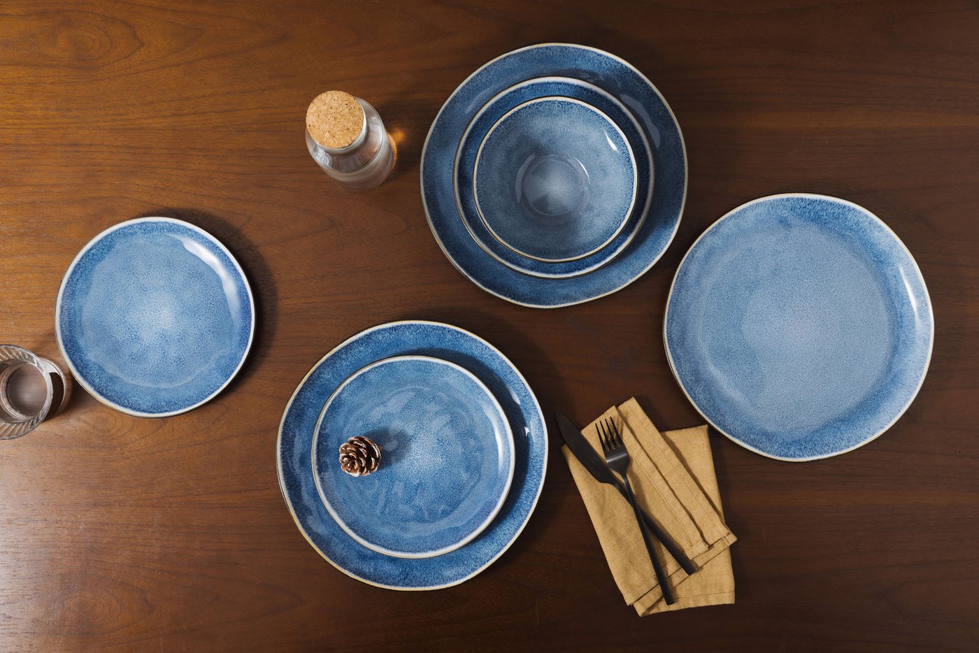 OTTO home Tafelservice Teller Set, Service ALLDEN aus Steinzeug, 12 Teile für 4 Personen (12-tlg), 4 Personen, Steinzeug, Teller Set, jedes Stück ein Unikat, 12 – Bild 3 von 5