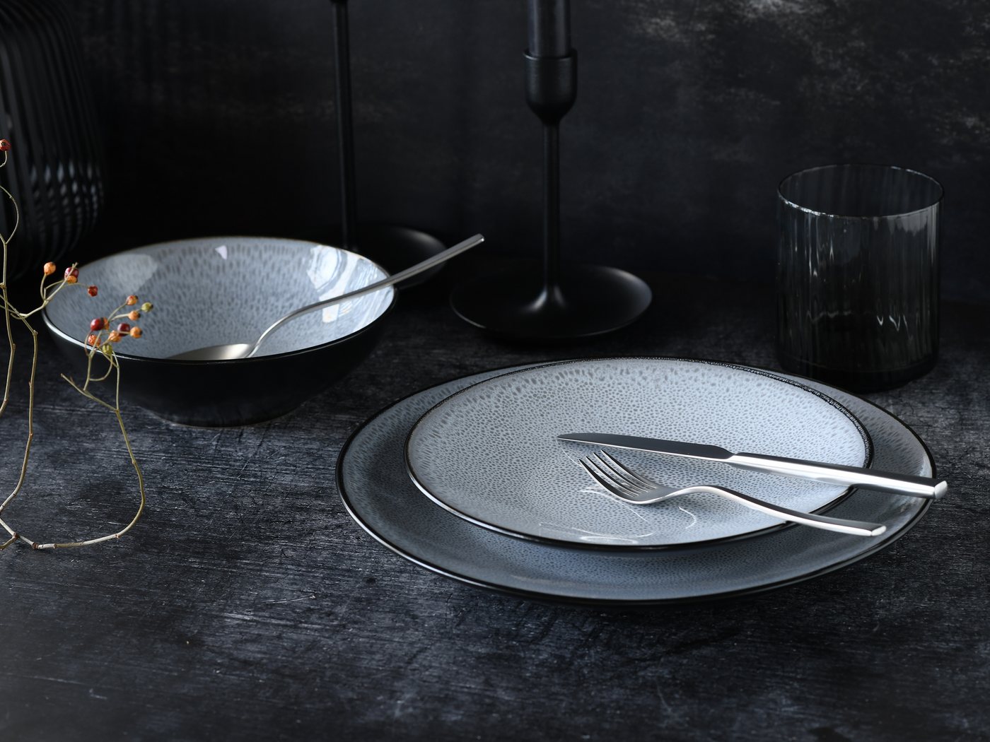 OTTO home Tafelservice Teller Set, modernes Geschirr-Set, Service Gullak (12-tlg), 4 Personen, Steinzeug, mit Reaktivglasur, spülmaschinengeeignet & mikrowellen – Bild 4 von 5