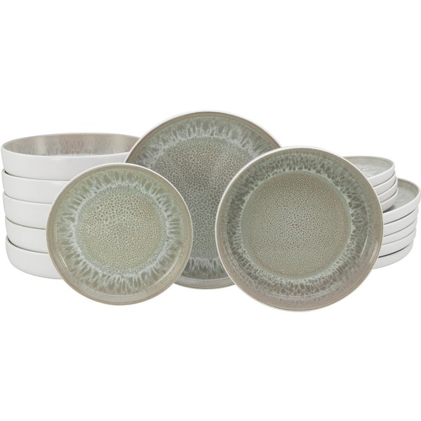 OTTO home Teller-Set modernes Teller Set, Service Novalee (18-tlg), 6 Personen, Steinzeug, hohe Haltbarkeit, spülmaschinen- & mikrowellengeeignet, Reaktivglasur