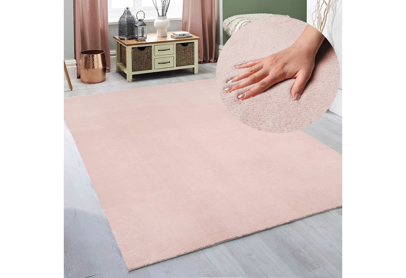 OTTO home Teppich Arabell, Kunstfellteppich, Felloptik, waschbar, rechteckig, Höhe: 16 mm, flauschig, kuschelig, Anti-Rutsch-Unterseite, Wohnzimmer, Schlafzimme – Bild 5 von 5
