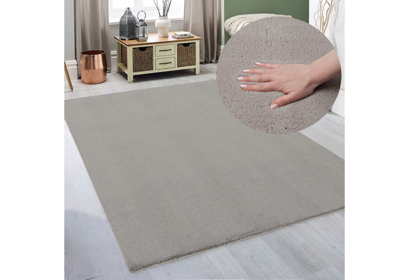 OTTO home Teppich Arabell, Kunstfellteppich, Felloptik, waschbar, rechteckig, Höhe: 16 mm, flauschig, kuschelig, Anti-Rutsch-Unterseite, Wohnzimmer, Schlafzimme – Bild 5 von 5