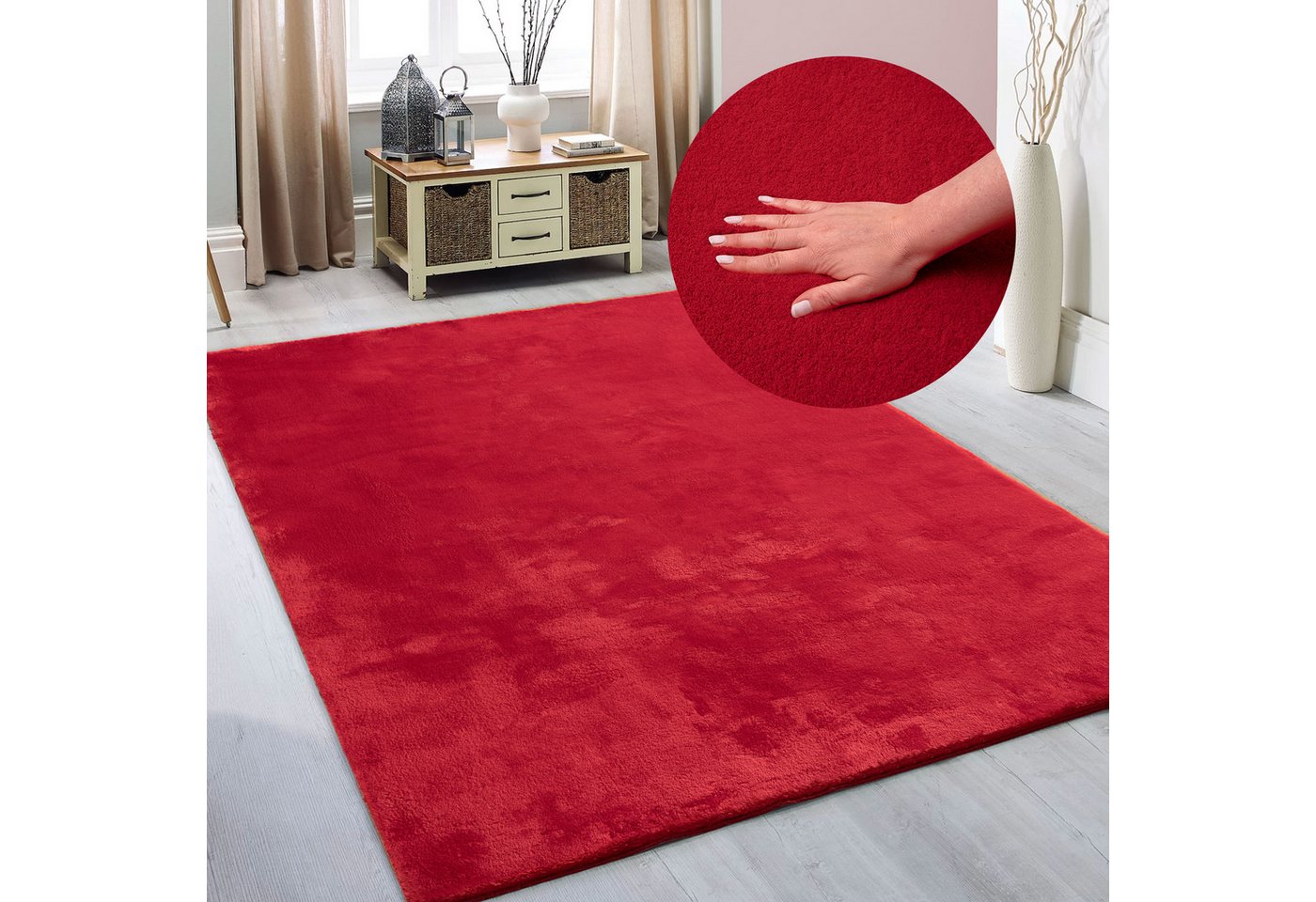 OTTO home Teppich Arabell, Kunstfellteppich, Felloptik, waschbar, rechteckig, Höhe: 16 mm, flauschig, kuschelig, Anti-Rutsch-Unterseite, Wohnzimmer, Schlafzimme – Bild 5 von 5