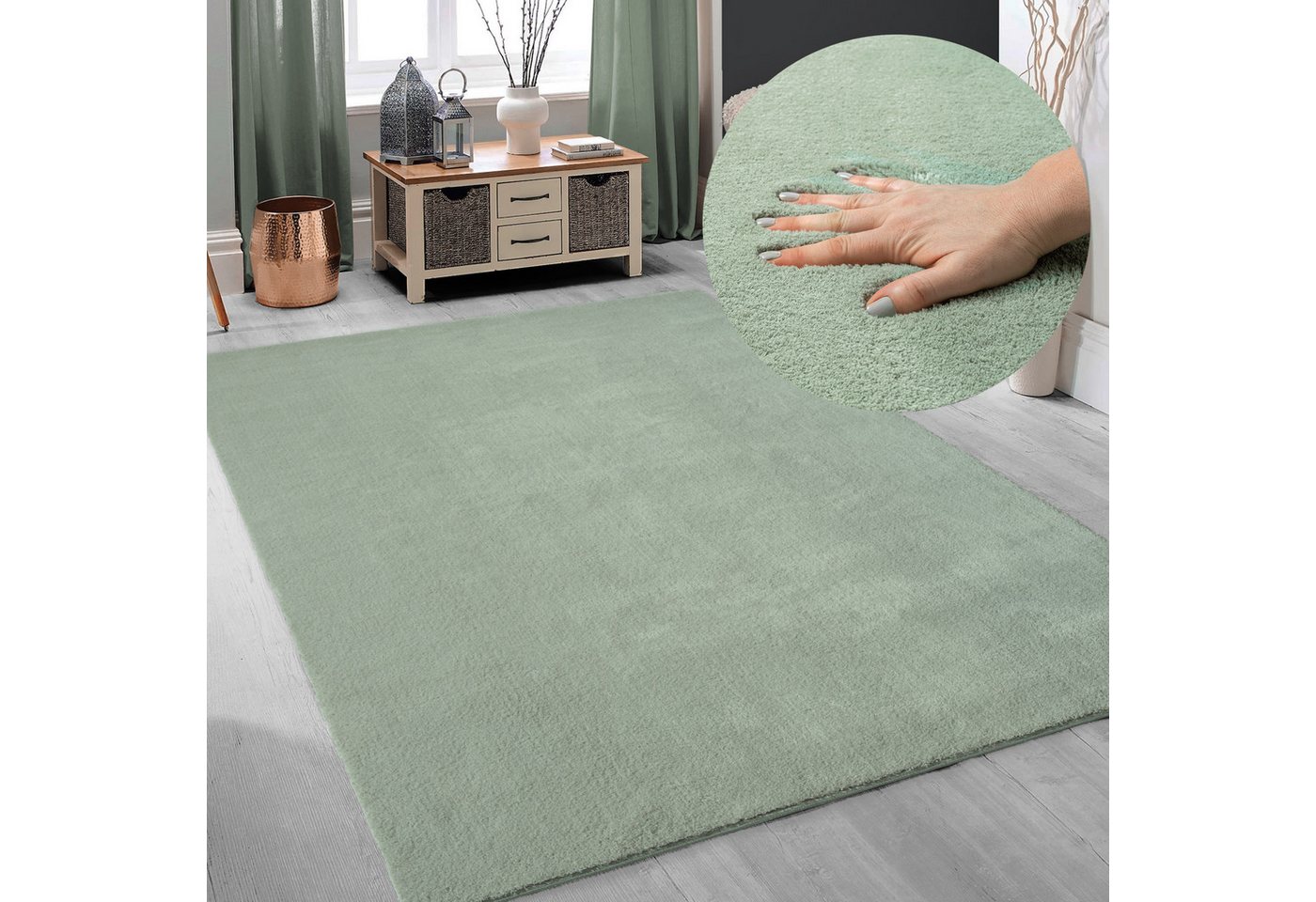 OTTO home Teppich Arabell, Kunstfellteppich, Felloptik, waschbar, rechteckig, Höhe: 16 mm, flauschig, kuschelig, Anti-Rutsch-Unterseite, Wohnzimmer, Schlafzimme – Bild 5 von 5